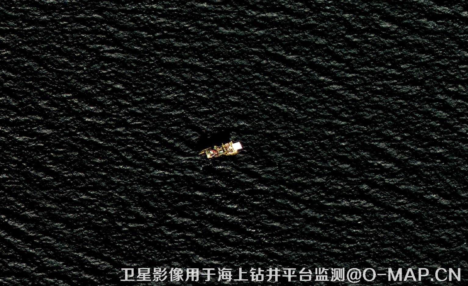 0.8米分辨率高分二号卫星影像用于海上石油钻井平台监测