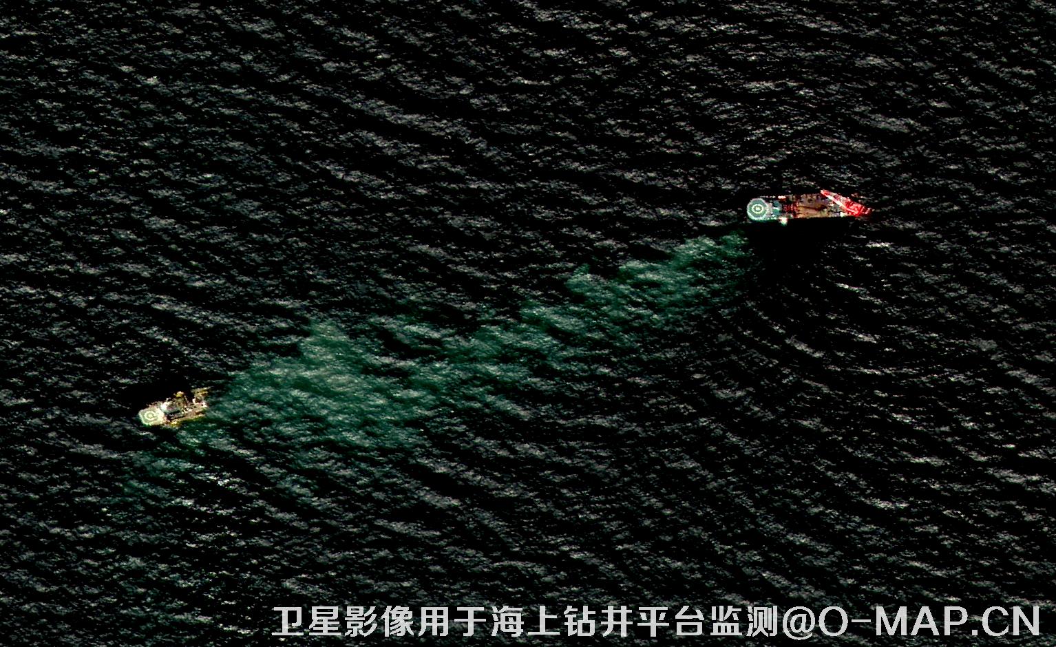 0.8米分辨率高分二号卫星影像用于海上石油钻井平台监测