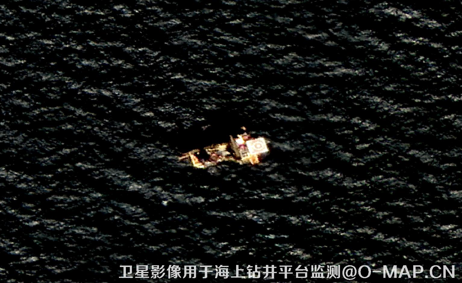 0.8米分辨率高分二号卫星影像用于海上石油钻井平台监测