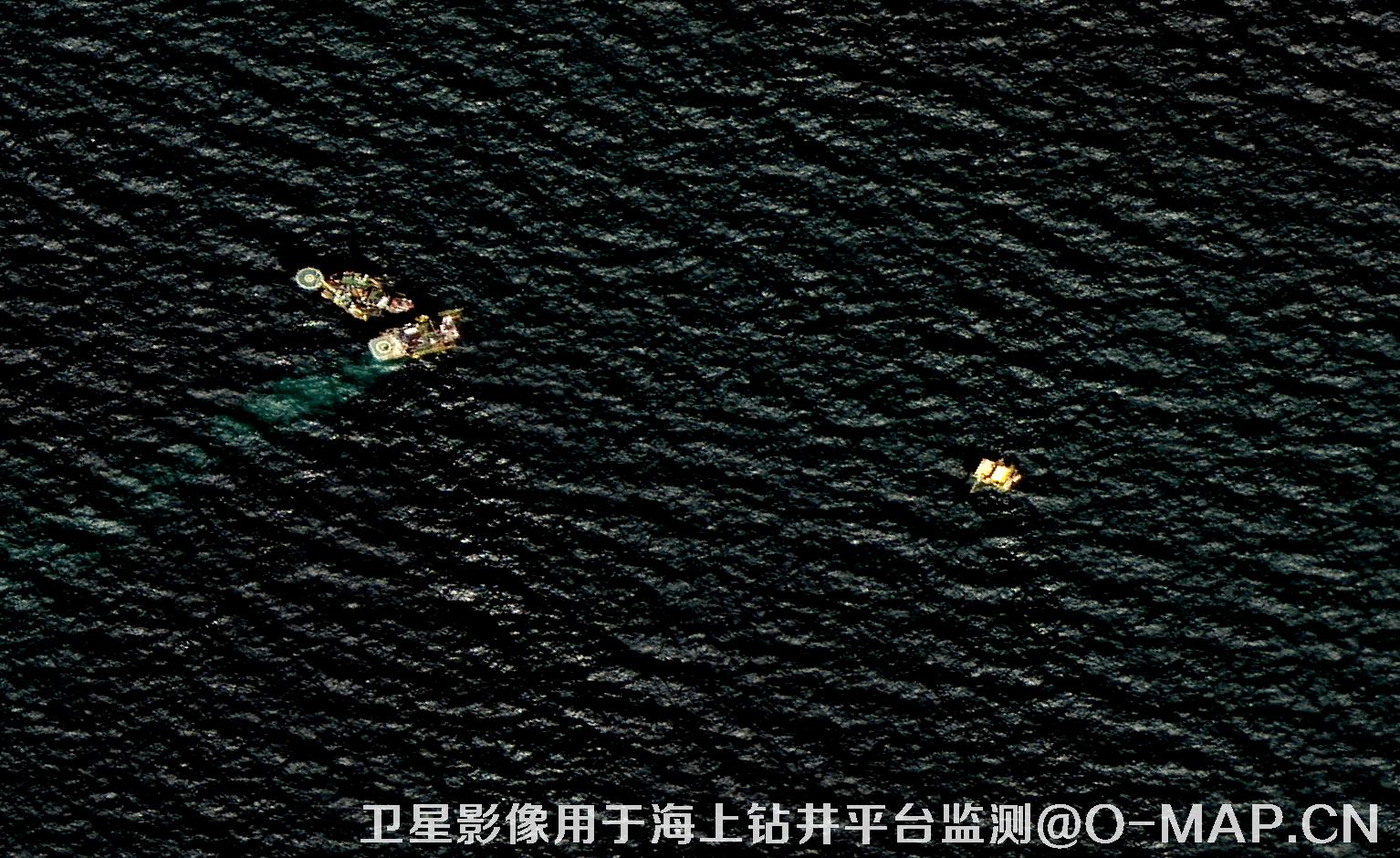 0.8米分辨率高分二号卫星影像用于海上石油钻井平台监测
