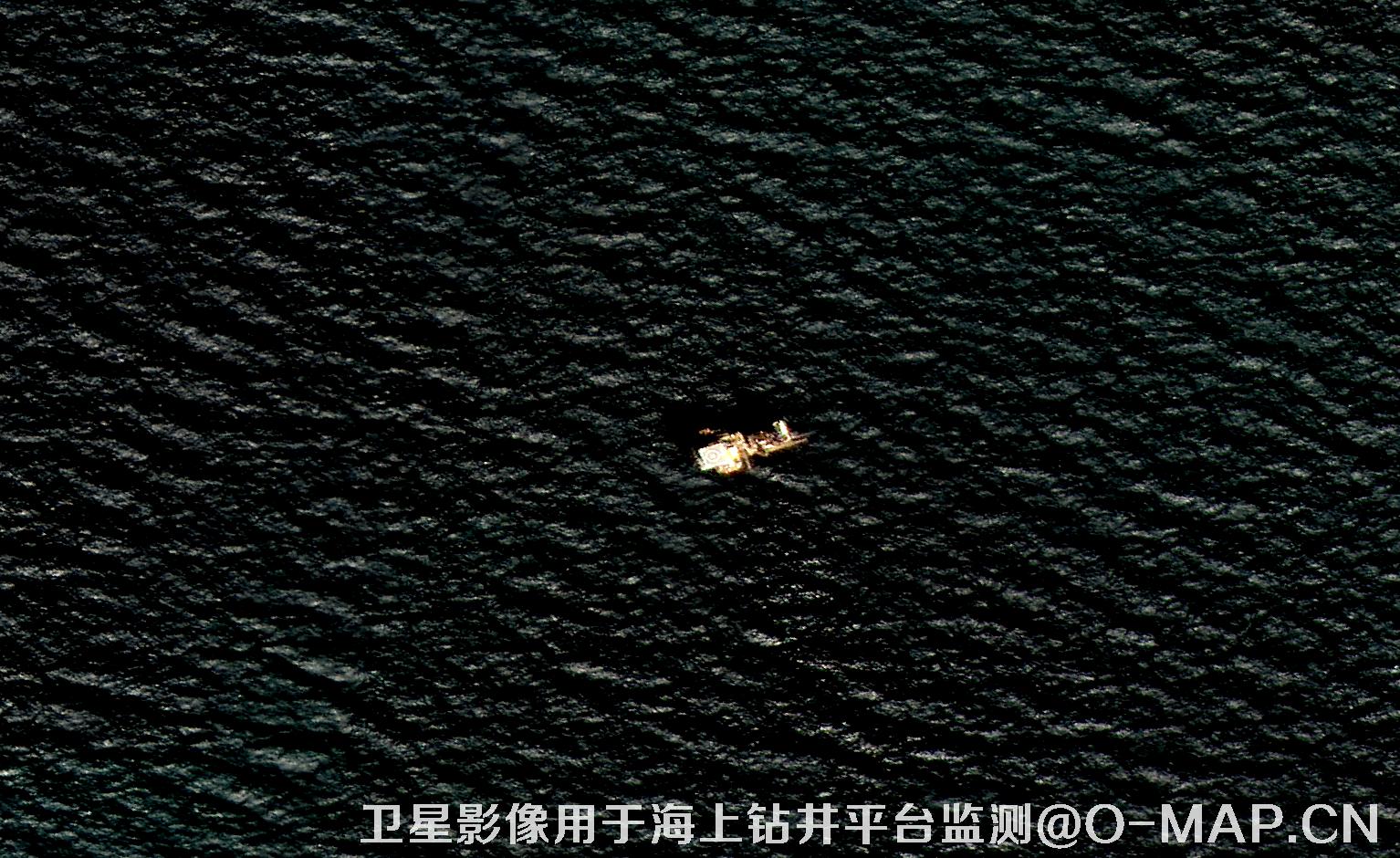 0.8米分辨率高分二号卫星影像用于海上石油钻井平台监测