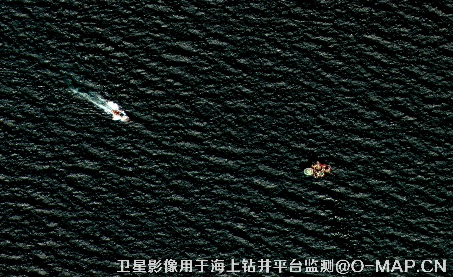 0.8米分辨率高分二号卫星影像用于海上石油钻井平台监测