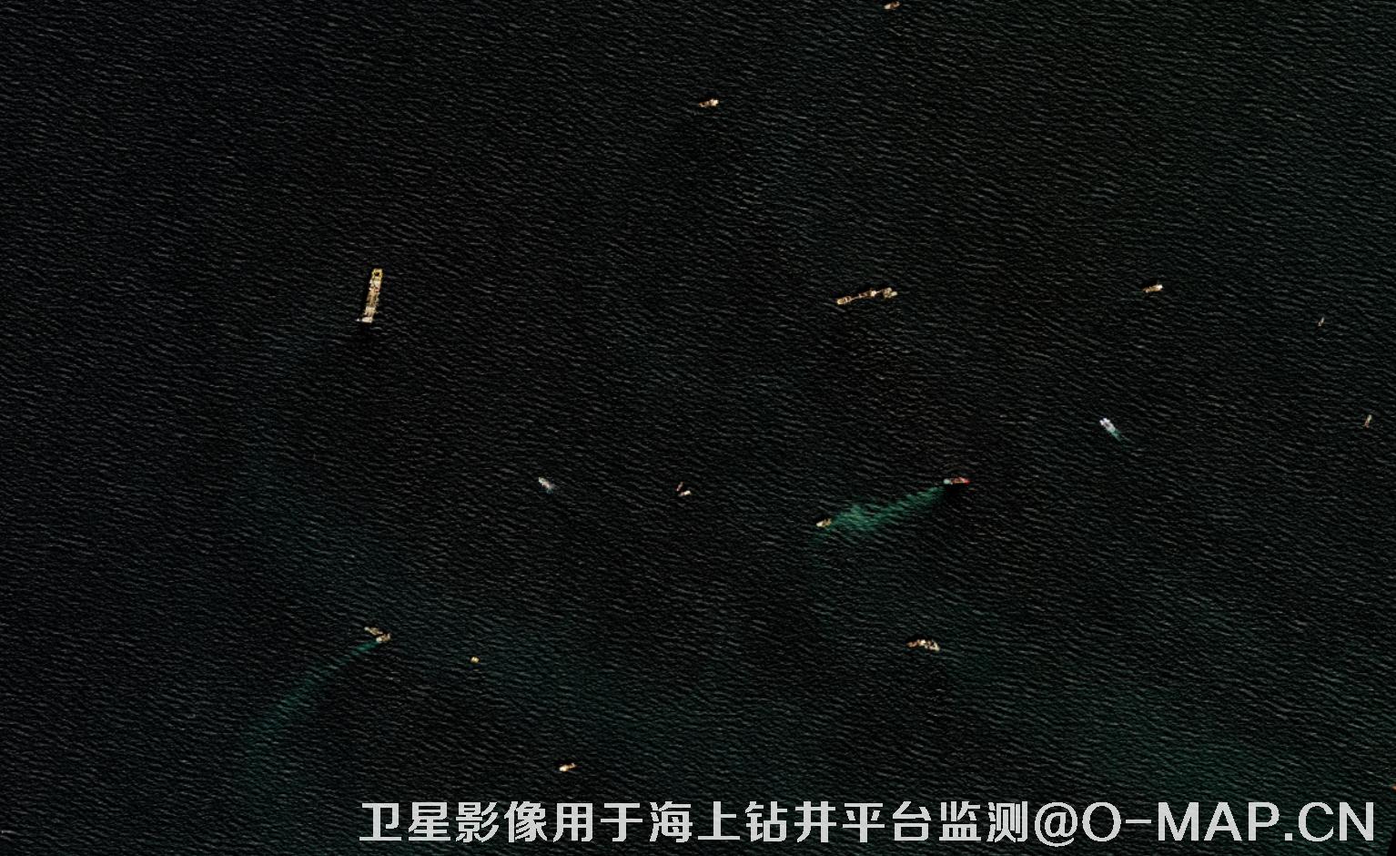 0.8米分辨率高分二号卫星影像用于海上石油钻井平台监测