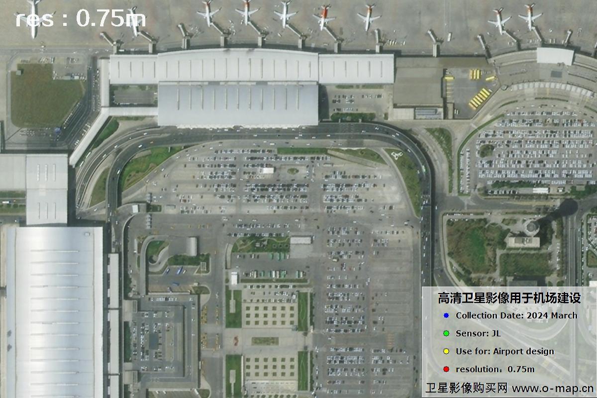 吉林一号卫星2024年拍摄的0.75米分辨率机场卫星图像