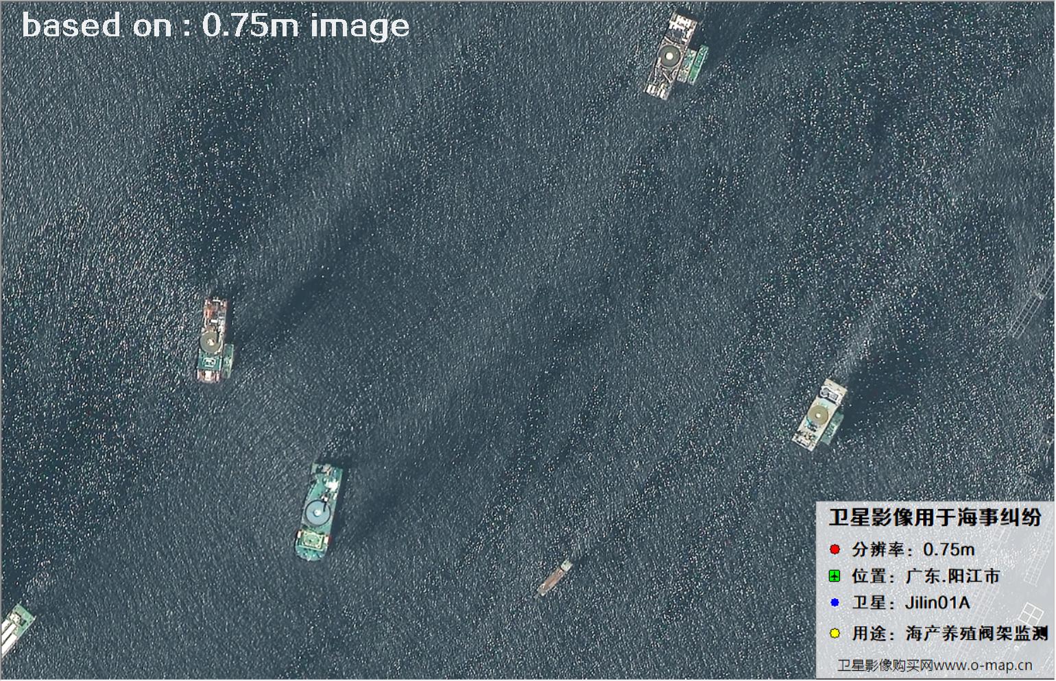 SuperView卫星拍摄的广东省阳江市海产养殖阀架图像