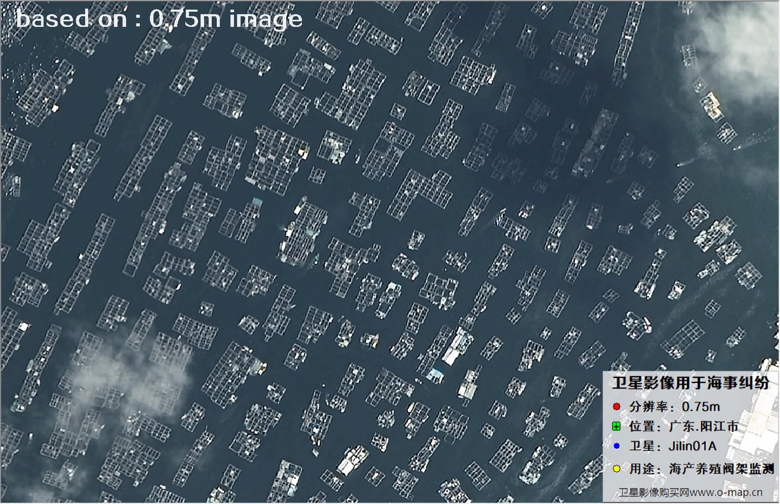 SuperView卫星拍摄的广东省阳江市海产养殖阀架图像