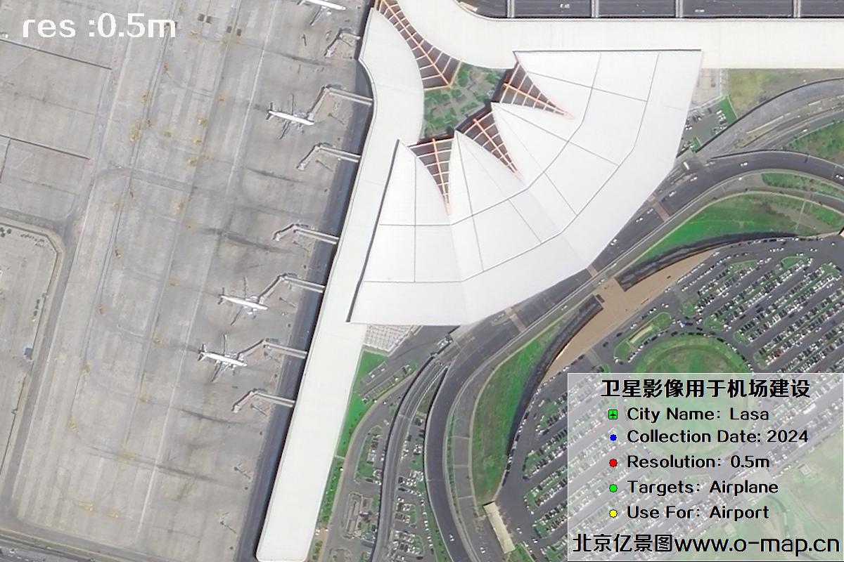 国产0.5米吉林一号卫星2024年拍摄的拉萨机场卫星图片