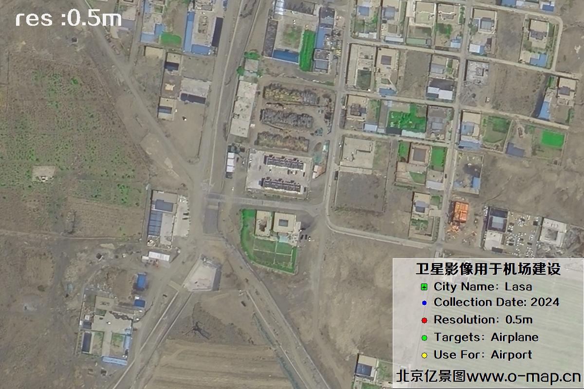 国产0.5米吉林一号卫星2024年拍摄的拉萨机场卫星图片
