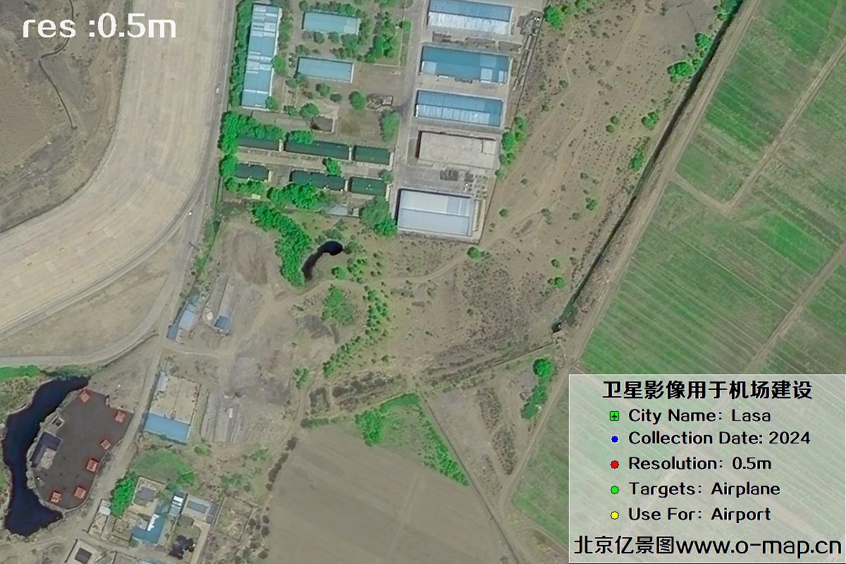 国产0.5米吉林一号卫星2024年拍摄的拉萨机场卫星图片