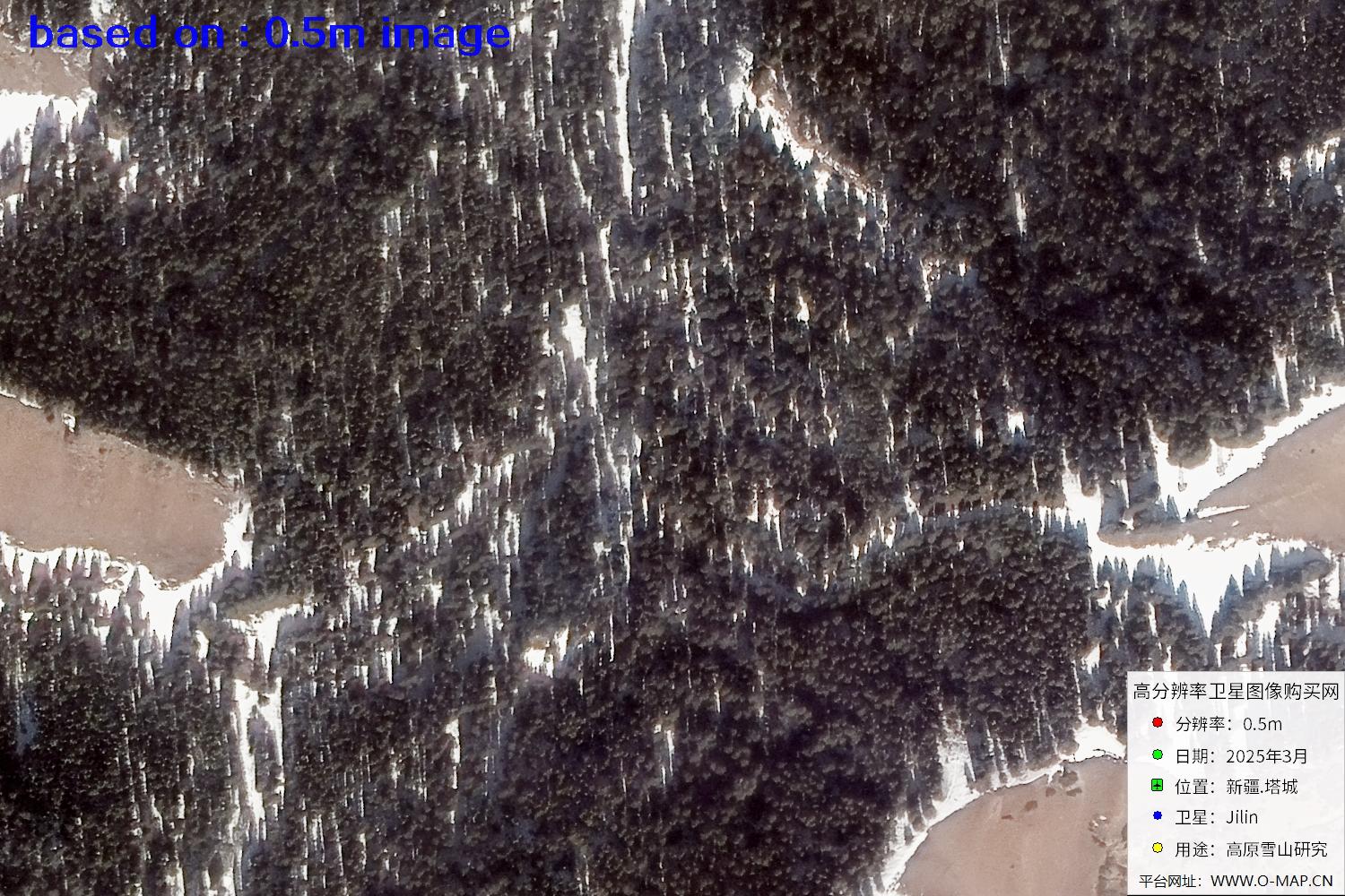 新疆塔城雪山2025年0.5米吉林一号卫星图像