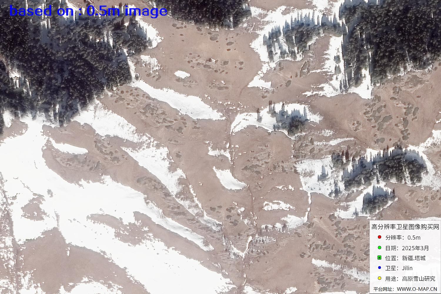 新疆塔城雪山2025年0.5米吉林一号卫星图像