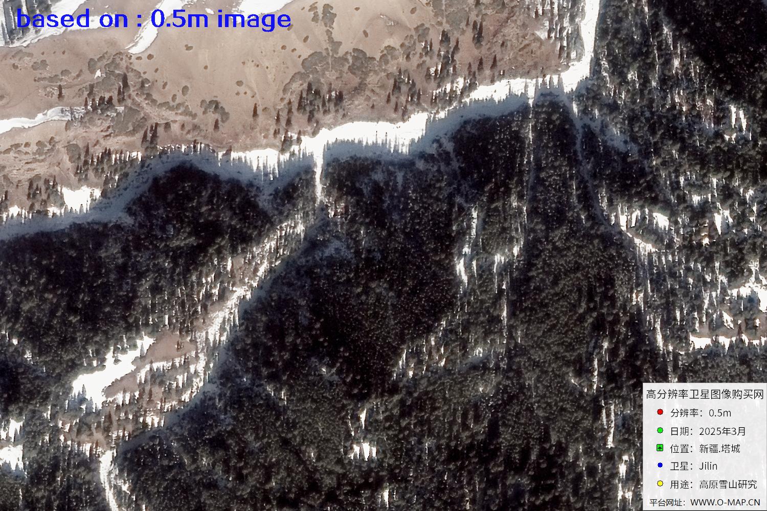 新疆塔城雪山2025年0.5米吉林一号卫星图像