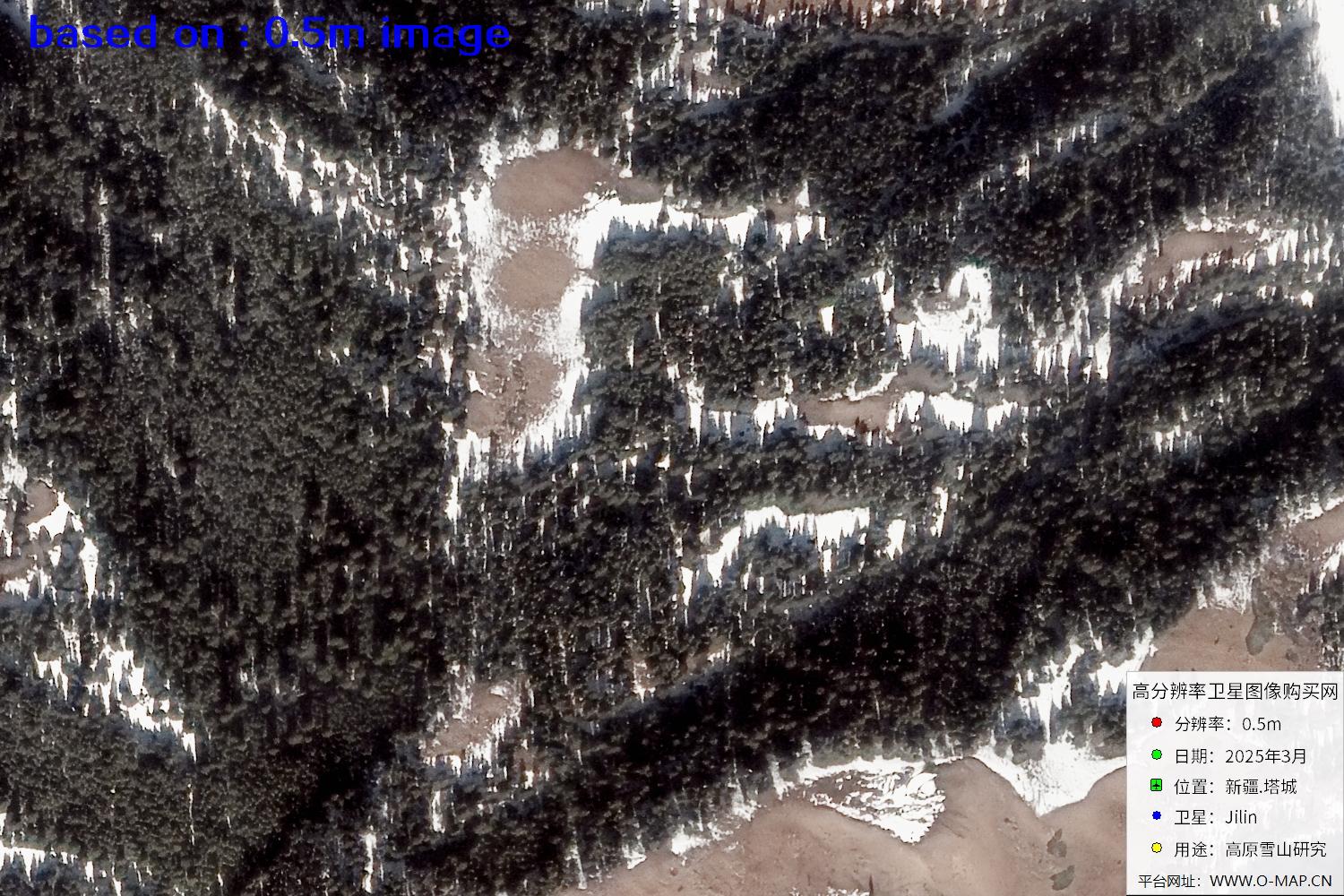 新疆塔城雪山2025年0.5米吉林一号卫星图像