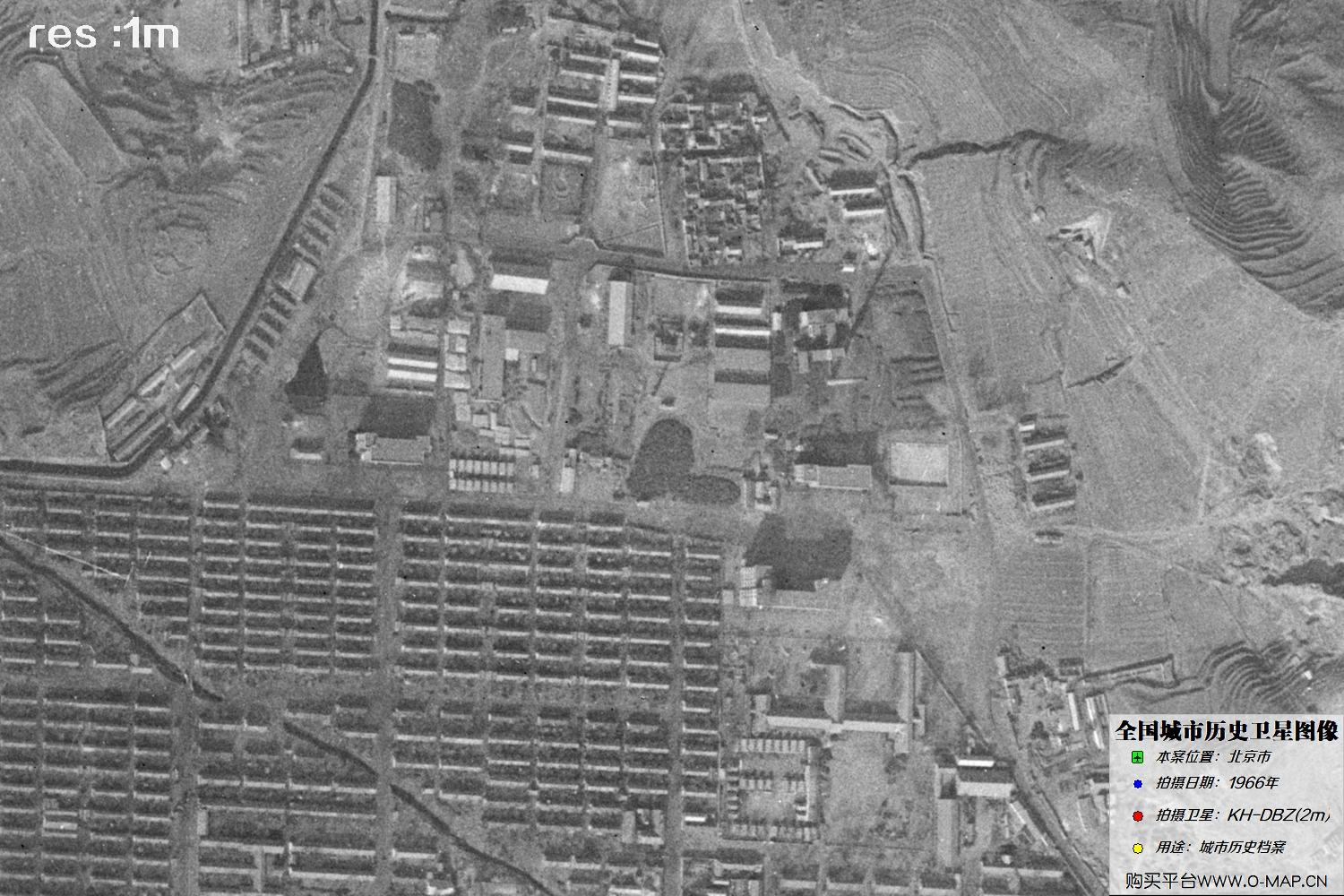 Keyhole锁眼卫星1966年拍摄的北京市历史卫星图像