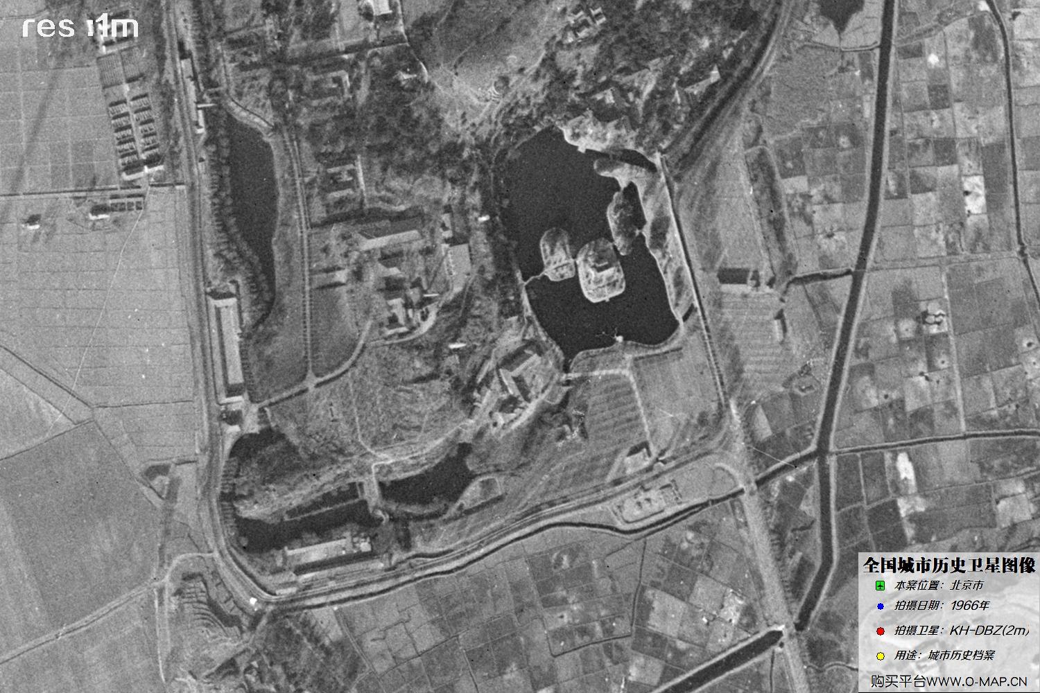 Keyhole锁眼卫星1966年拍摄的北京市历史卫星图像