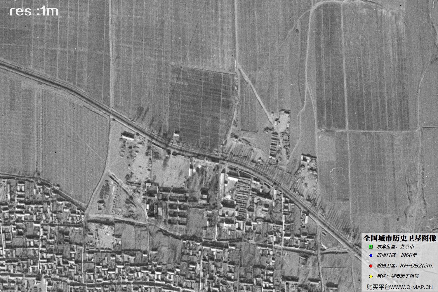 Keyhole锁眼卫星1966年拍摄的北京市历史卫星图像