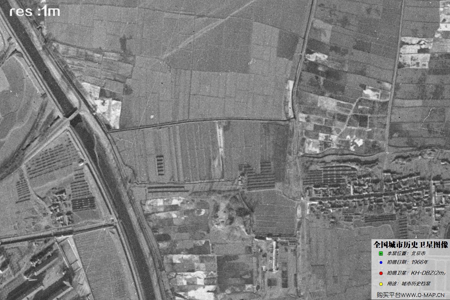 Keyhole锁眼卫星1966年拍摄的北京市历史卫星图像