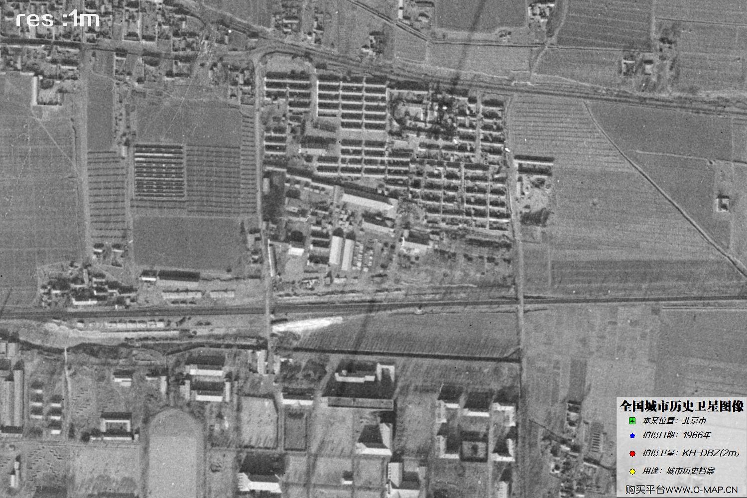 Keyhole锁眼卫星1966年拍摄的北京市历史卫星图像