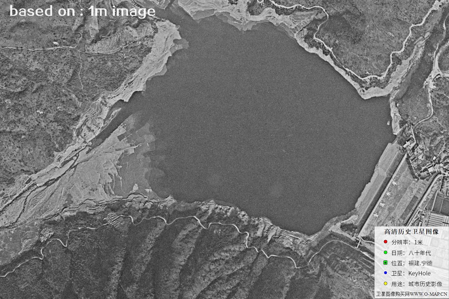 美国侦察卫星拍摄的福建宁德市八十年代历史卫星图像