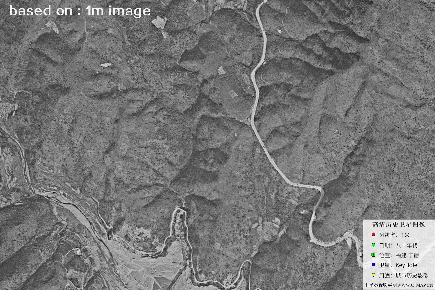 美国侦察卫星拍摄的福建宁德市八十年代历史卫星图像