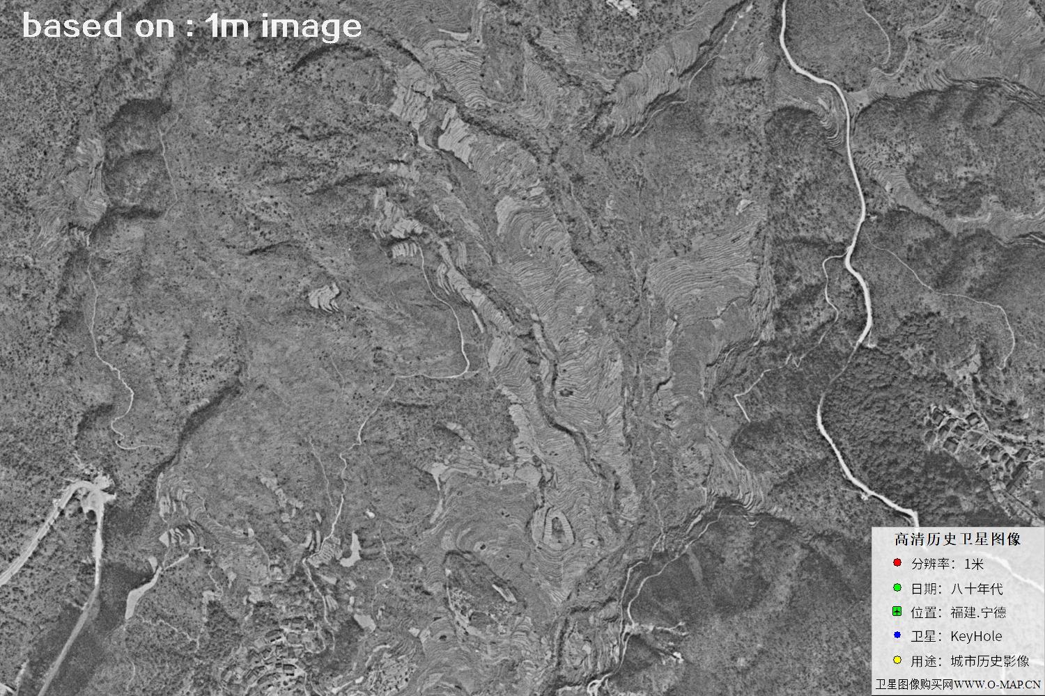 美国侦察卫星拍摄的福建宁德市八十年代历史卫星图像