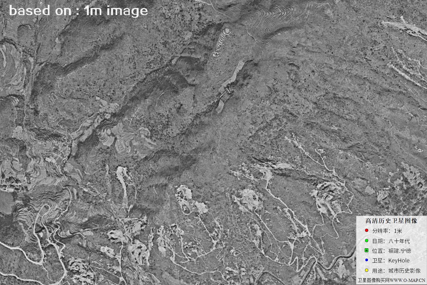 美国侦察卫星拍摄的福建宁德市八十年代历史卫星图像