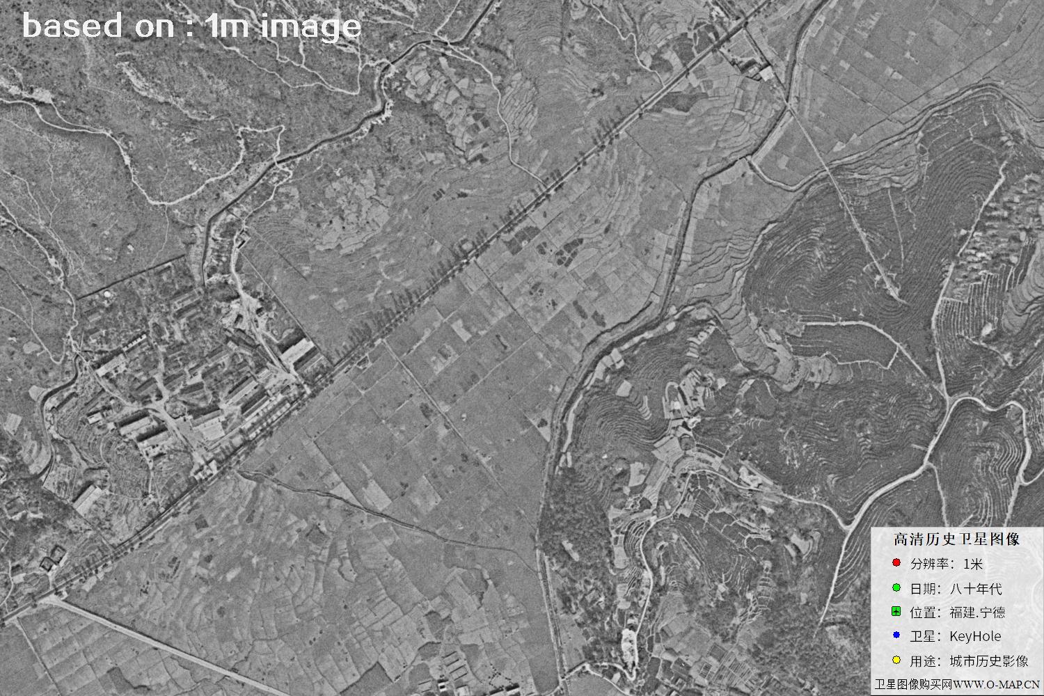 美国侦察卫星拍摄的福建宁德市八十年代历史卫星图像