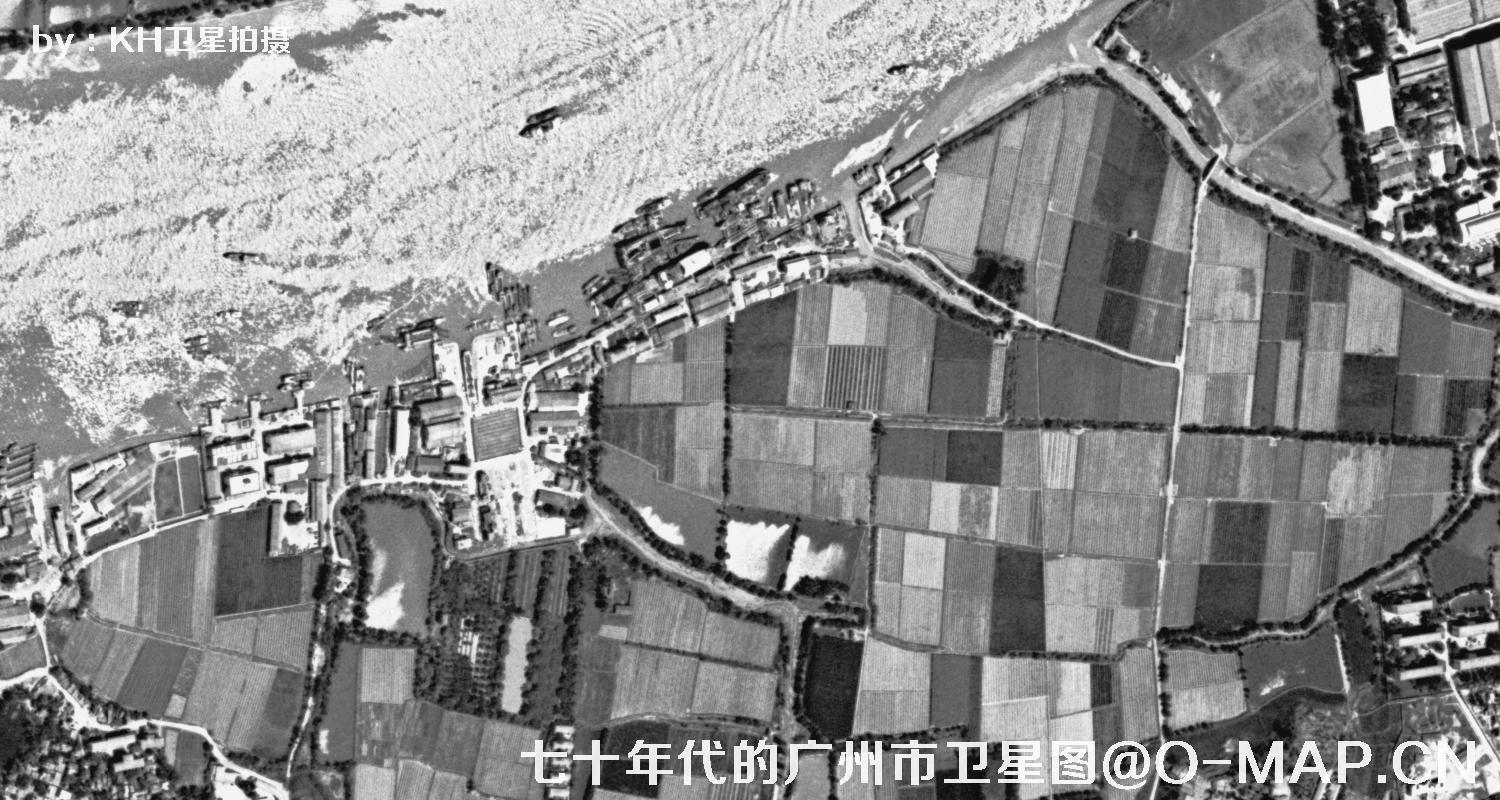 广东省广州市七十年代锁眼卫星高清历史图像