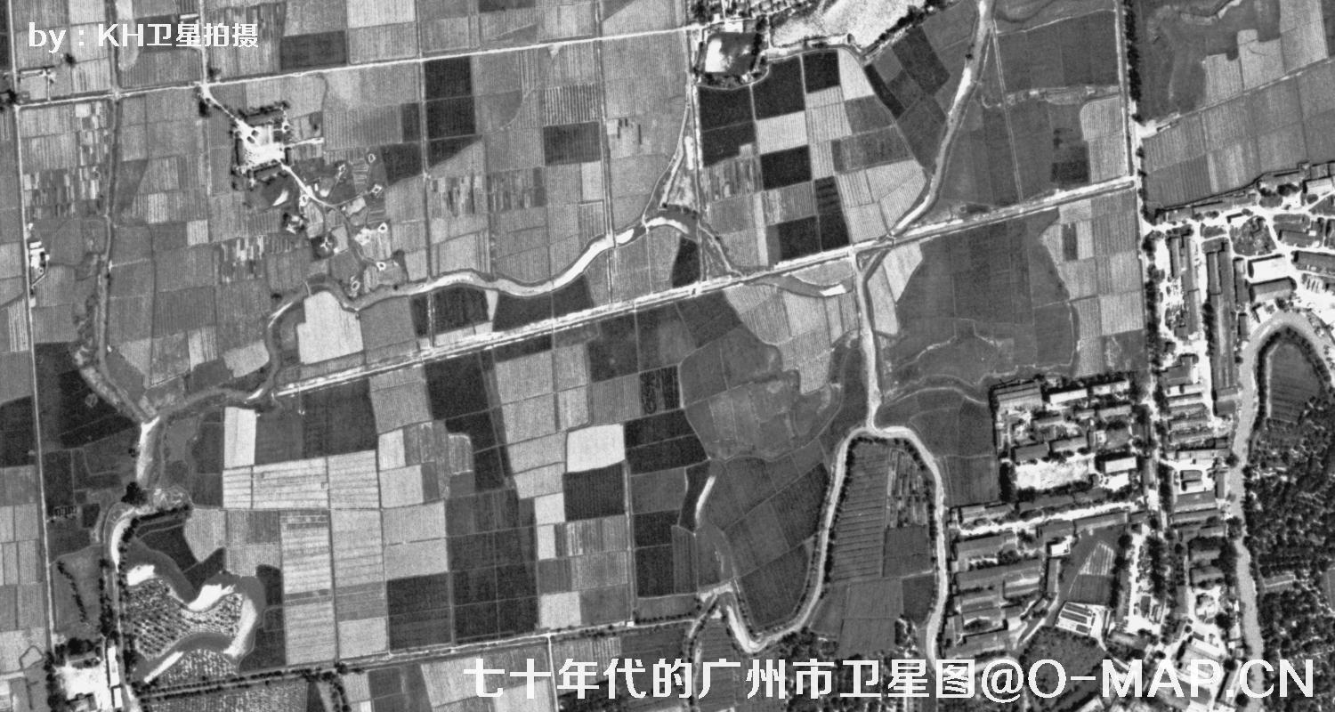 广东省广州市七十年代锁眼卫星高清历史图像