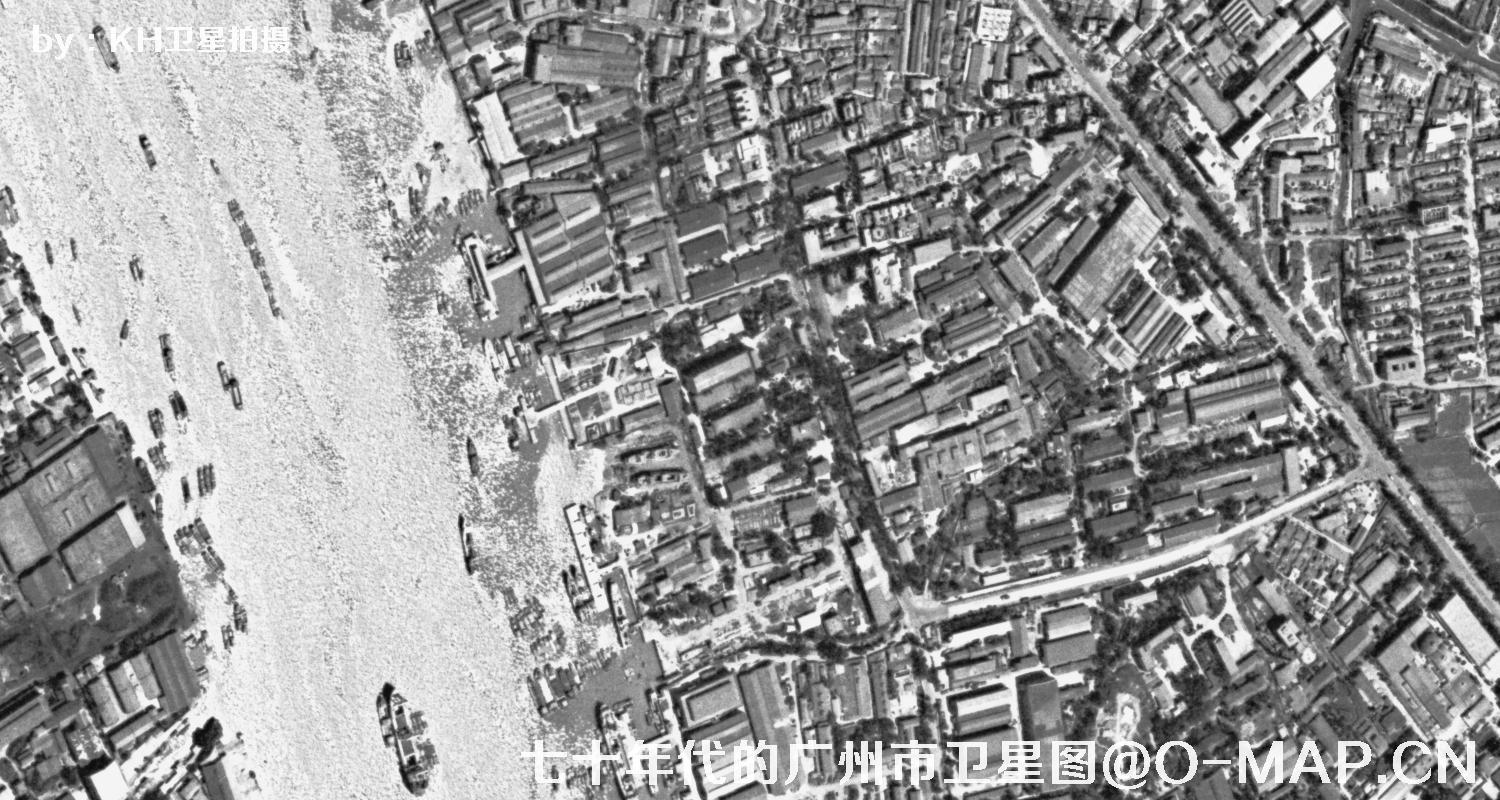 广东省广州市七十年代锁眼卫星高清历史图像