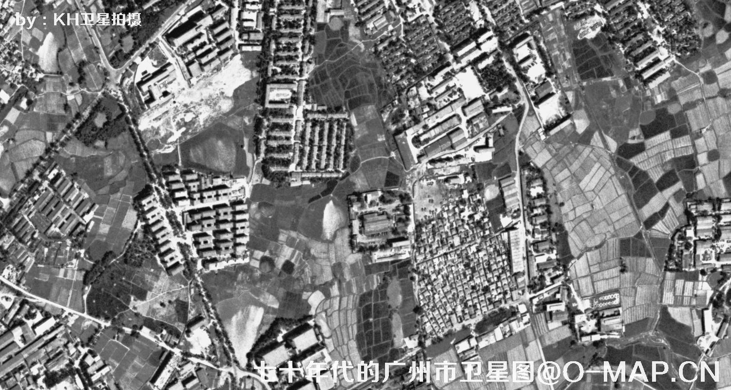 广东省广州市七十年代锁眼卫星高清历史图像