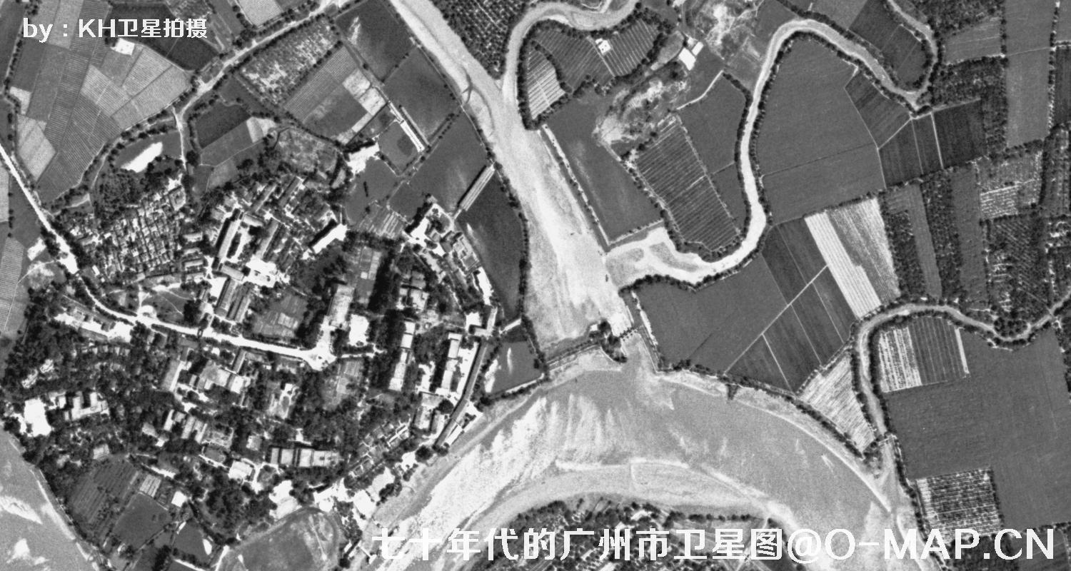广东省广州市七十年代锁眼卫星高清历史图像