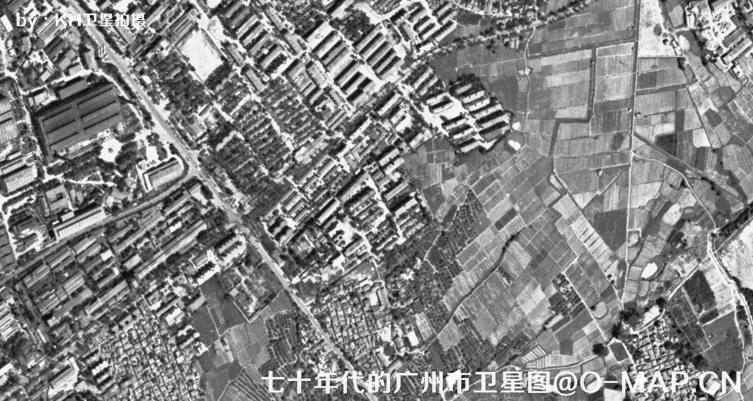 广东省广州市七十年代锁眼卫星高清历史图像