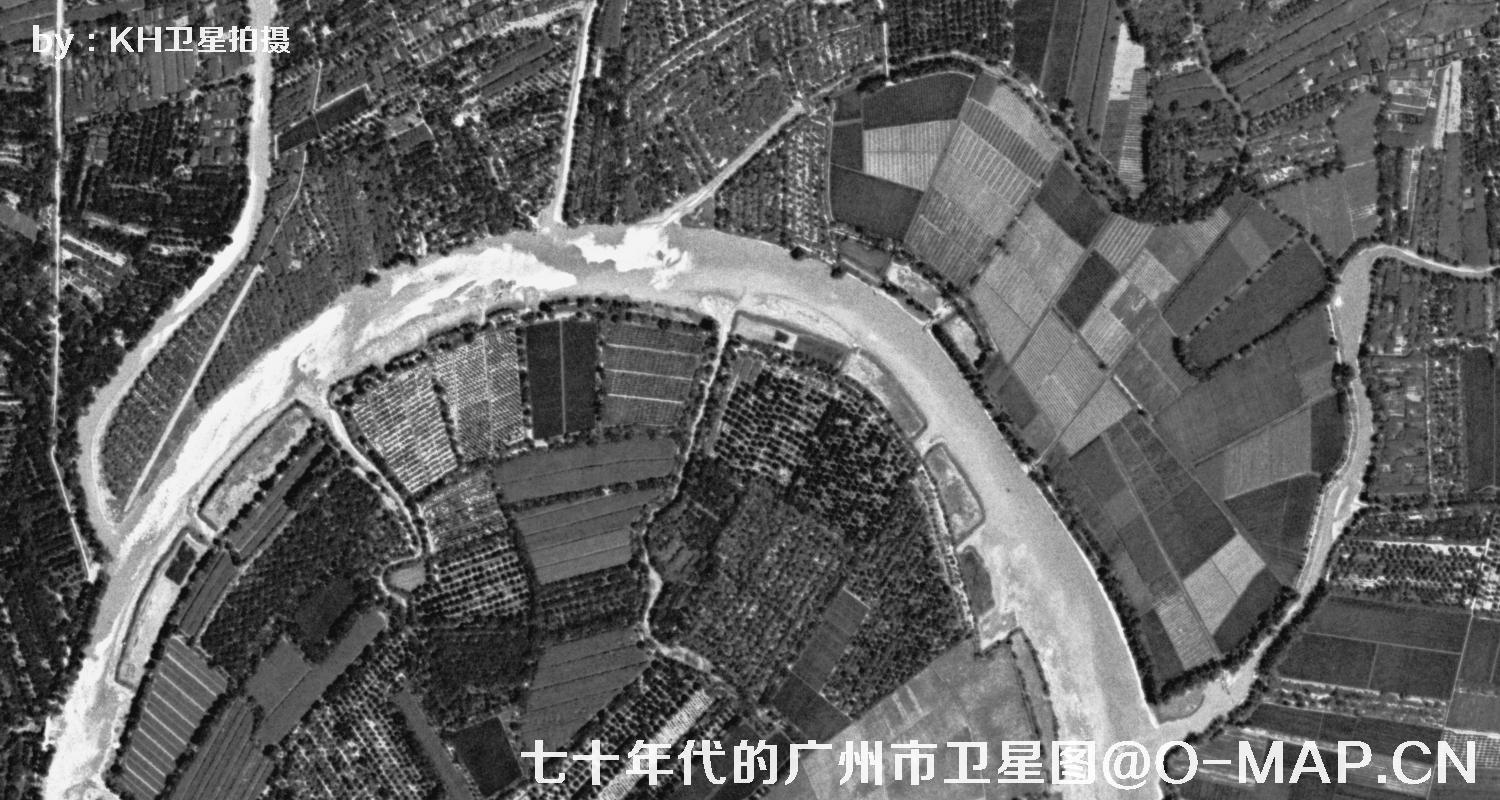 广东省广州市七十年代锁眼卫星高清历史图像