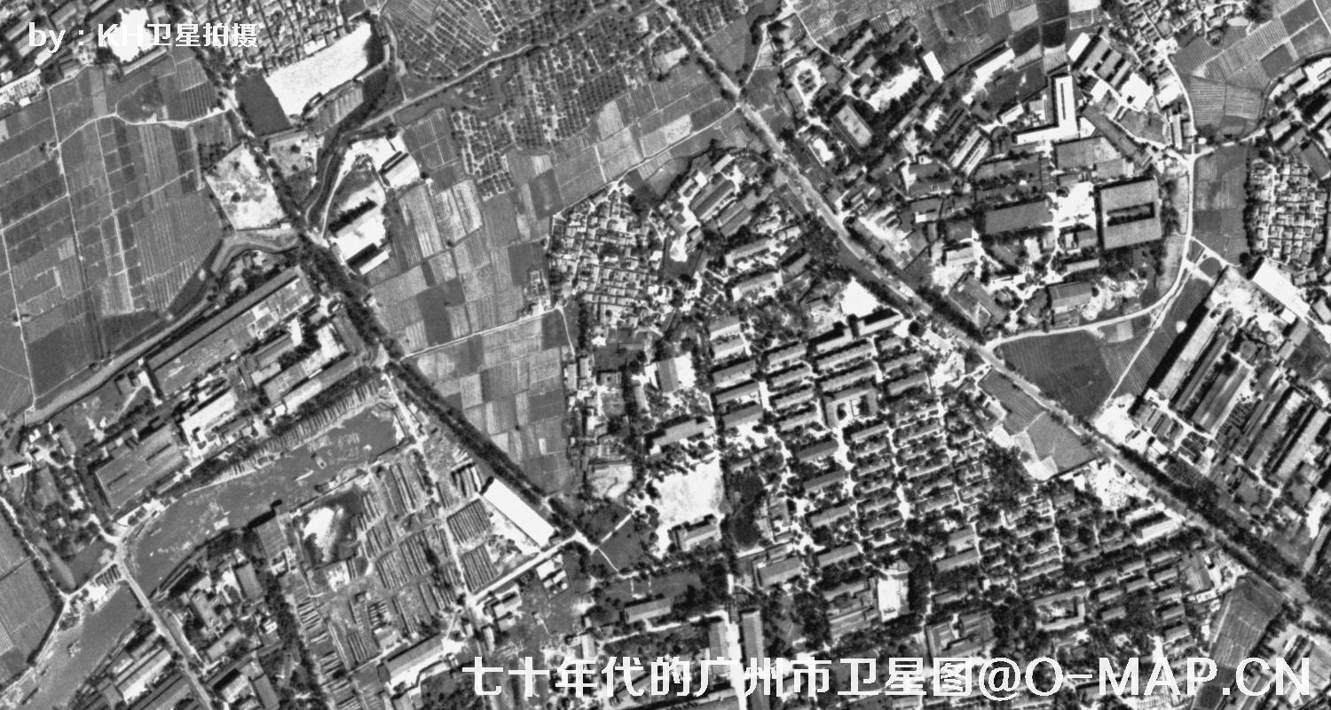 广东省广州市七十年代锁眼卫星高清历史图像