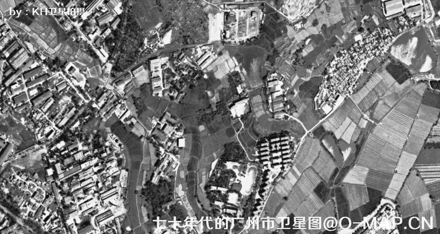 广东省广州市七十年代锁眼卫星高清历史图像