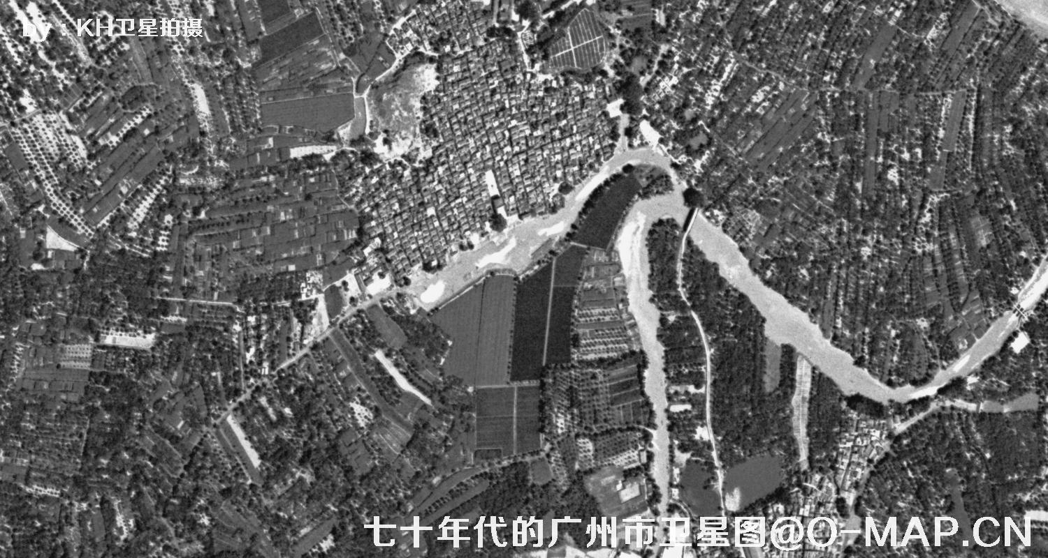 广东省广州市七十年代锁眼卫星高清历史图像