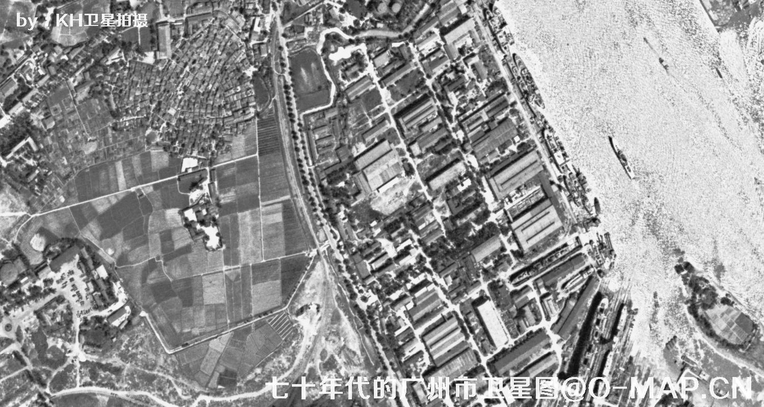 广东省广州市七十年代锁眼卫星高清历史图像