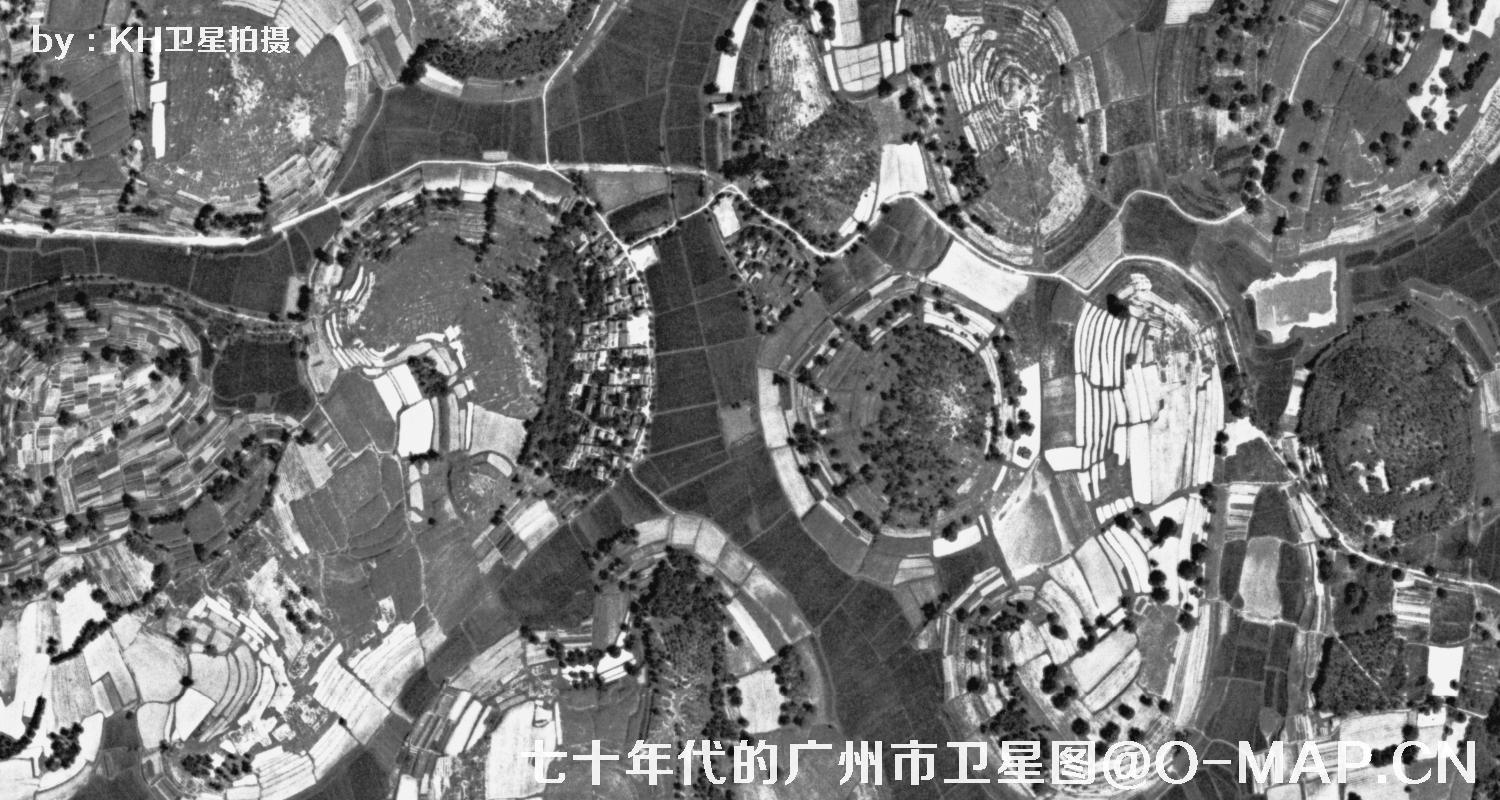 广东省广州市七十年代锁眼卫星高清历史图像
