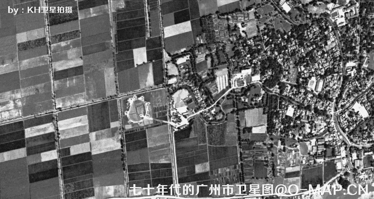 广东省广州市七十年代锁眼卫星高清历史图像