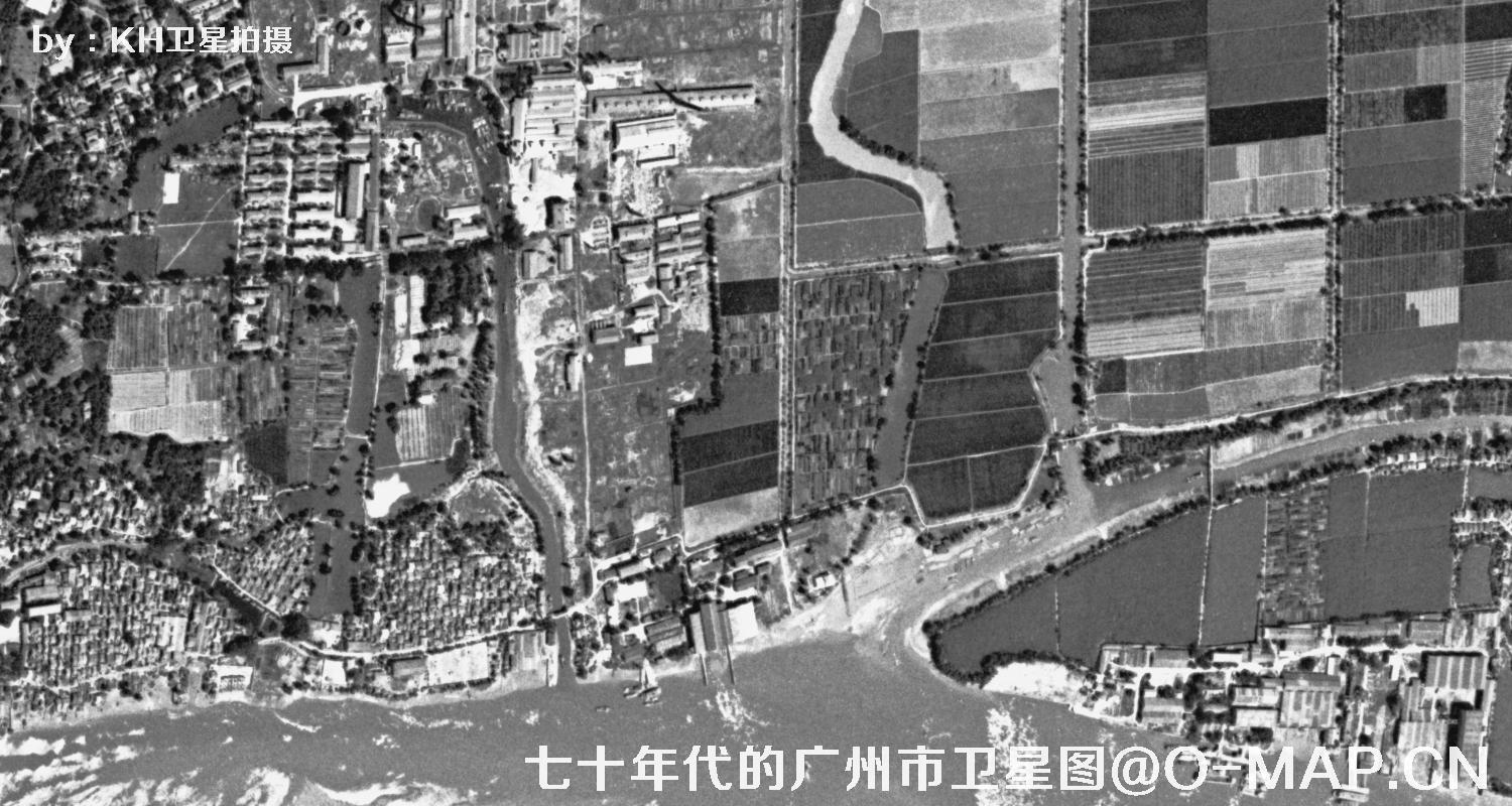 广东省广州市七十年代锁眼卫星高清历史图像