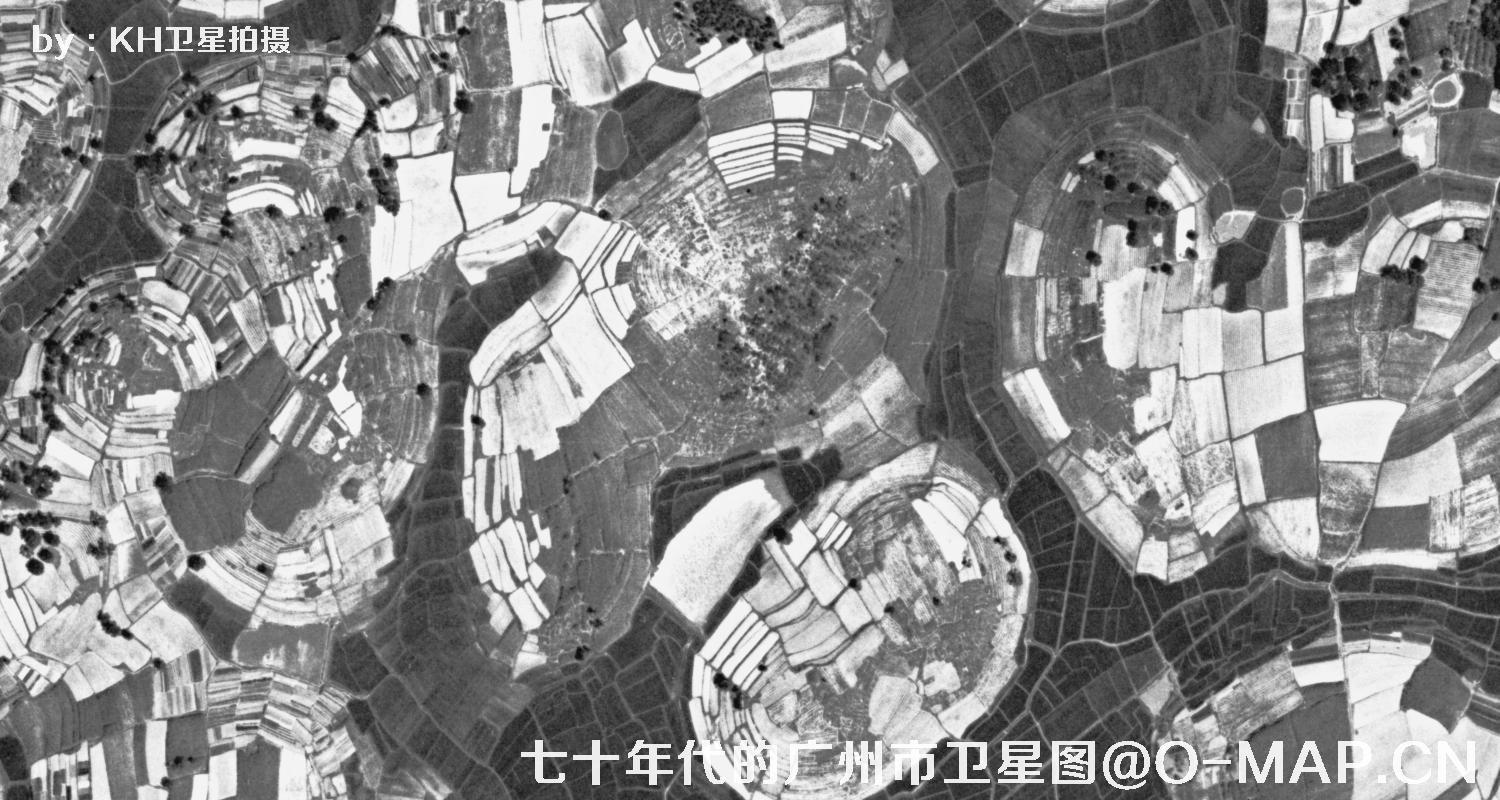 广东省广州市七十年代锁眼卫星高清历史图像