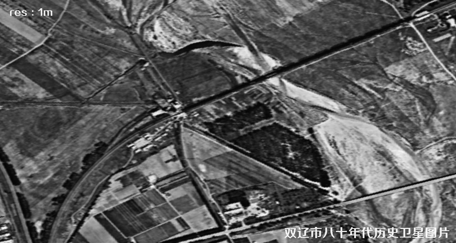 美国锁眼侦察卫星拍摄的双辽市八十年代历史影像图