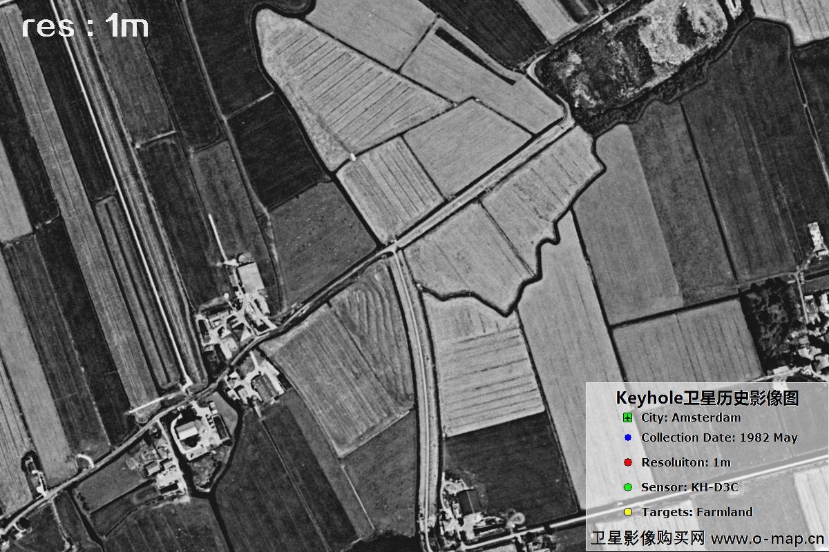 美国锁眼卫星展示1982年阿姆斯特丹农田历史面貌影像图