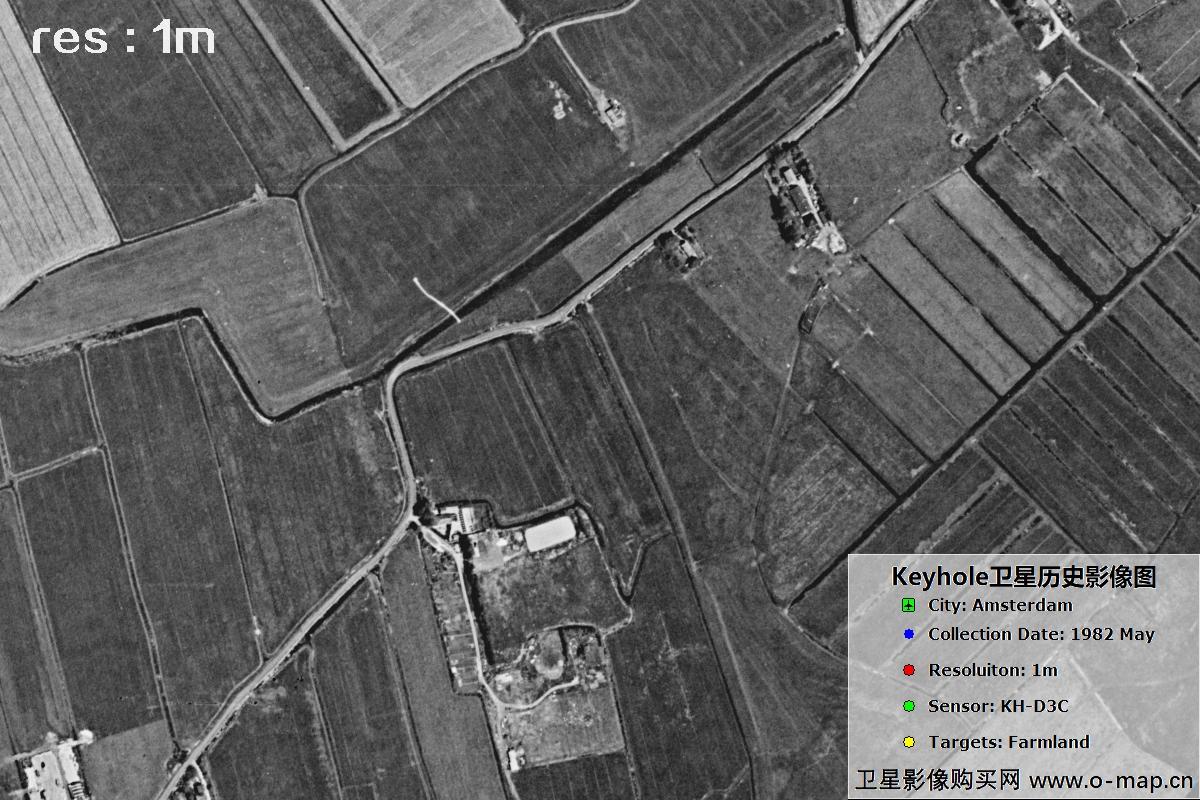 美国锁眼卫星展示1982年阿姆斯特丹农田历史面貌影像图