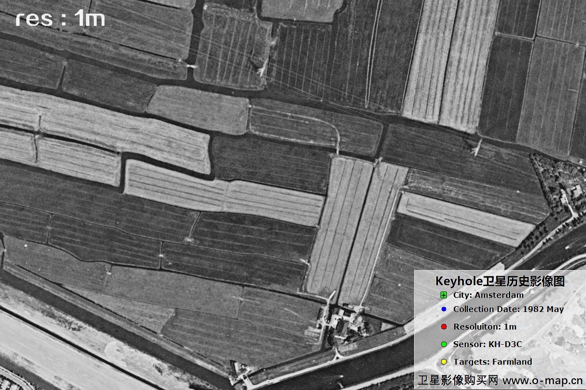 美国锁眼卫星展示1982年阿姆斯特丹农田历史面貌影像图