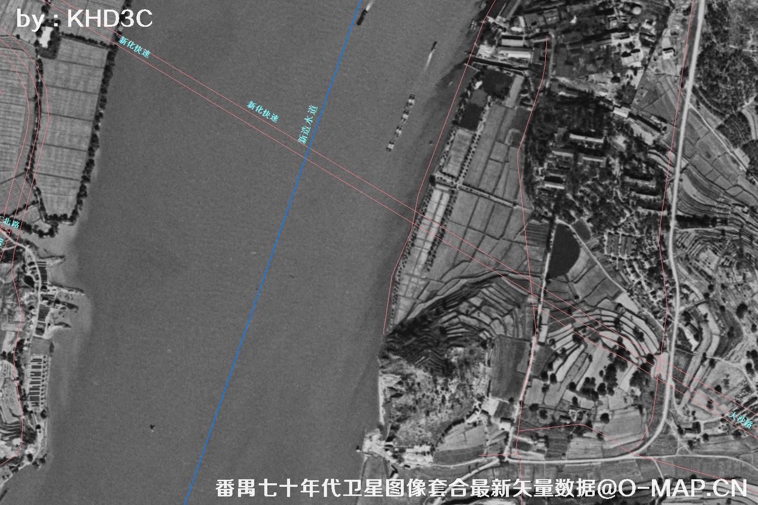 广东省番禺区七十年代历史卫星图像&Keyhole锁眼卫星图像