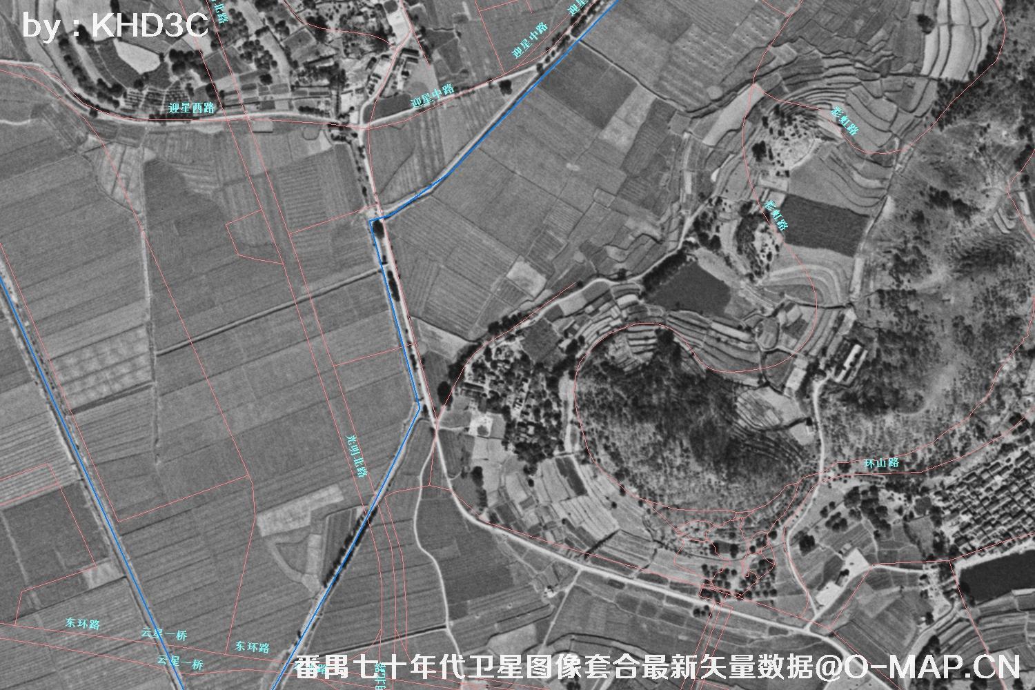 广东省番禺区七十年代历史卫星图像&Keyhole锁眼卫星图像