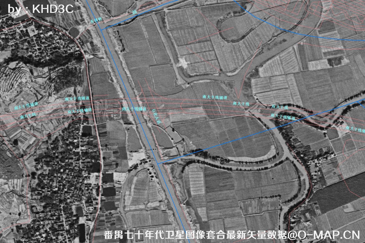 广东省番禺区七十年代历史卫星图像&Keyhole锁眼卫星图像