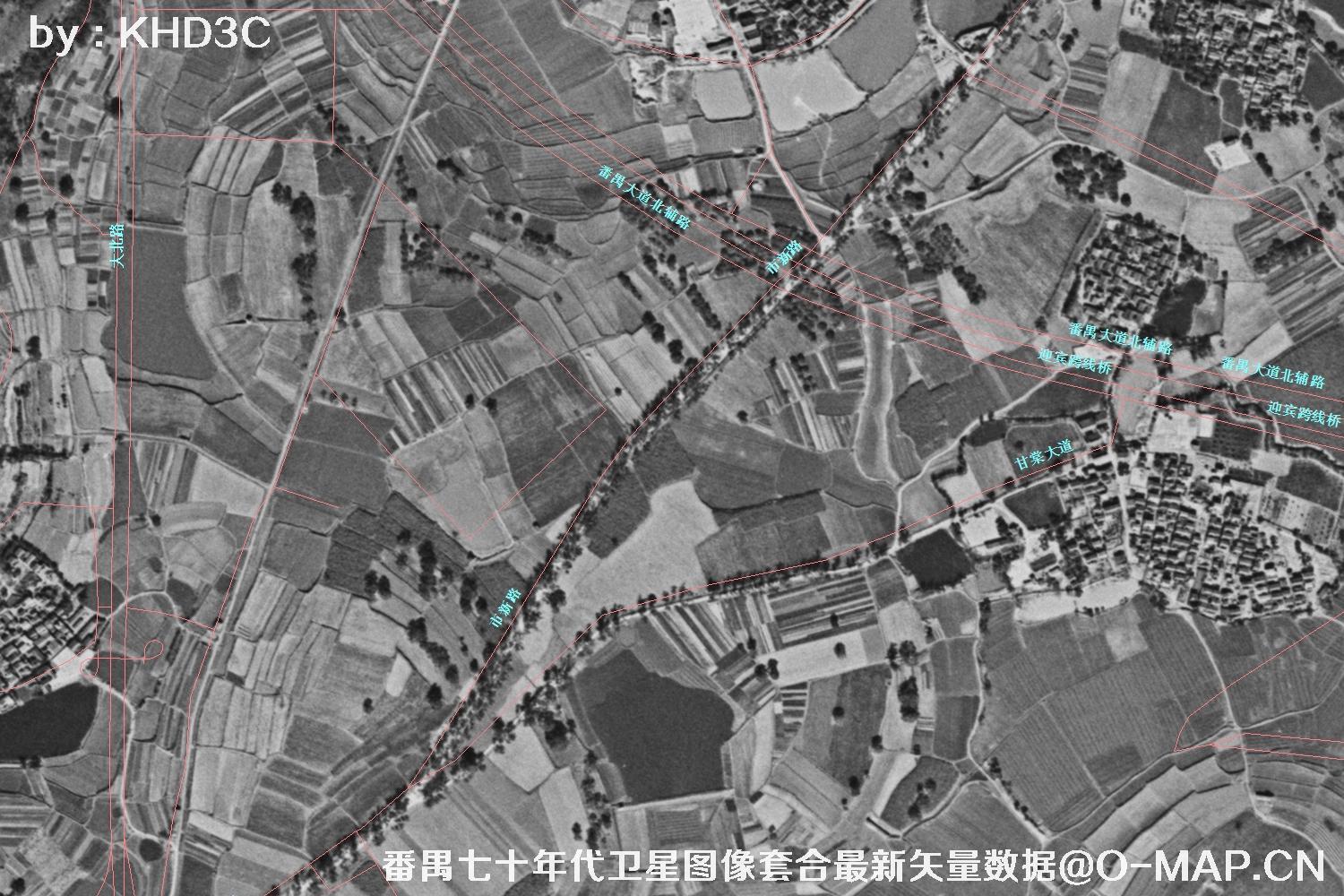 广东省番禺区七十年代历史卫星图像&Keyhole锁眼卫星图像